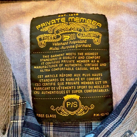 PRIVATE MEMBER 100% cotton PLAID BUTTON DOWN - Picture 5 of 8